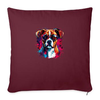 Cooler Boxer Hund - Sofakissenbezug 45 x 45 cm - Burgunderrot - Vorne