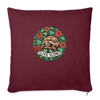 Tortue lente vivante - Housse de coussin décorative 45 x 45 cm - bordeaux - Devant