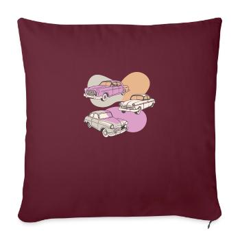 Voitures rétro des années 50 - Housse de coussin décorative 45 x 45 cm - bordeaux - Devant