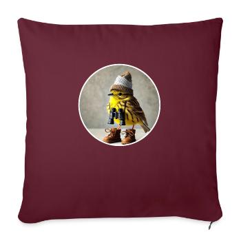 Marteau jaune avec casquette et jumelles - Housse de coussin décorative 45 x 45 cm - bordeaux - Devant