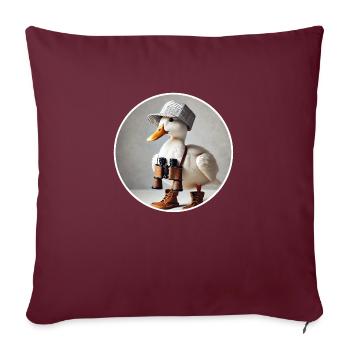 Canard avec des jumelles - Housse de coussin décorative 45 x 45 cm - bordeaux - Devant