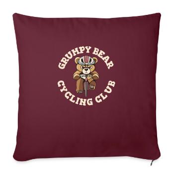 Bad-tempered teddy bear on a racing bike - Sofa pillowcase 17,3'' x 17,3'' (45 x 45 cm) - burgundy - Front