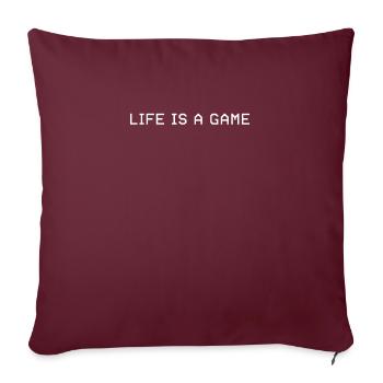 LIFE IS A GAME - pixel lettering - Sofa pillowcase 17,3'' x 17,3'' (45 x 45 cm) - burgundy - Front