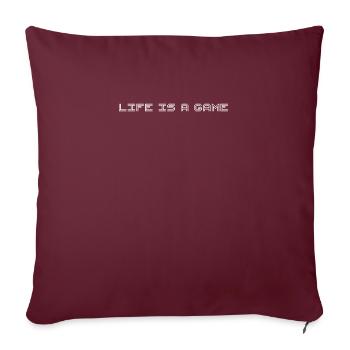 LIFE IS A GAME - pixel lettering - Sofa pillowcase 17,3'' x 17,3'' (45 x 45 cm) - burgundy - Front