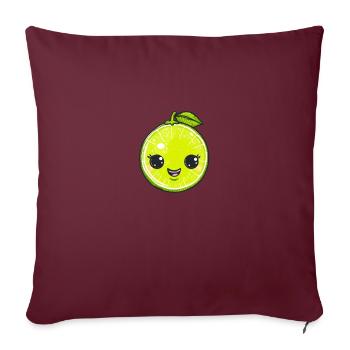 Citron vert heureux dans le style de dessin animé vert - Housse de coussin décorative 45 x 45 cm - bordeaux - Devant