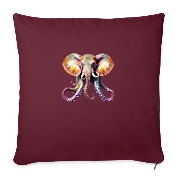 Poulpe psychédélique éléphant de Goa - Housse de coussin décorative 45 x 45 cm - bordeaux - Devant