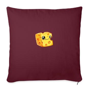 Bloc de fromage dessiné souriant - Housse de coussin décorative 45 x 45 cm - bordeaux - Devant