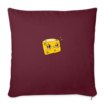 Bloc de fromage riant style dessin animé - Housse de coussin décorative 45 x 45 cm - bordeaux - Devant
