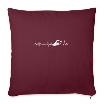 Battement de cœur natation - Housse de coussin décorative 45 x 45 cm - bordeaux - Devant