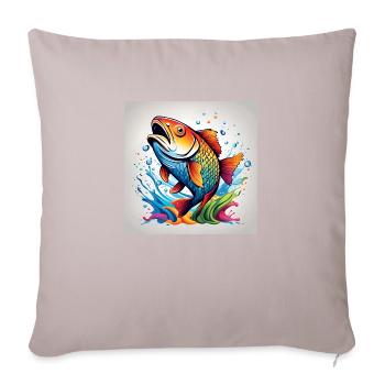 Truite Poisson Coloré - Housse de coussin décorative 45 x 45 cm - taupe clair - Devant