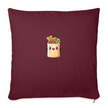 Bande dessinée Burrito mignon - Housse de coussin décorative 45 x 45 cm - bordeaux - Devant