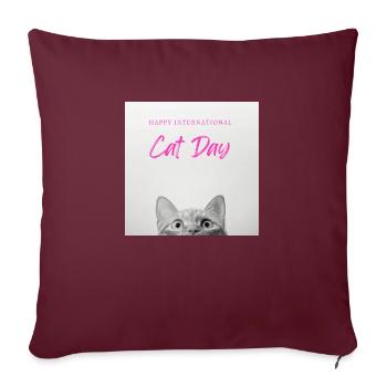CATS DAY HAPPY INTERNATIONAL - Housse de coussin décorative 45 x 45 cm - bordeaux - Devant