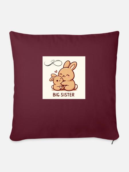 Big Sister Hase - Sofakissenbezug 45 x 45 cm - Burgunderrot