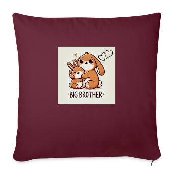 Big Brother-Großer Bruder Hase - Sofakissenbezug 45 x 45 cm - Burgunderrot - Vorne