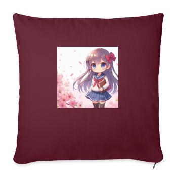 Anime Japanische Manga - Sofakissenbezug 45 x 45 cm - Burgunderrot - Vorne