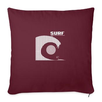 Surf, soleil, océan, et formes géométriques -blanc - Housse de coussin décorative 45 x 45 cm - bordeaux - Devant