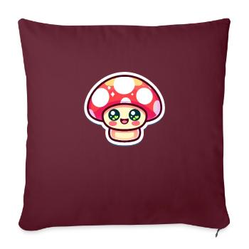 Kawaii Mushrooms Cottagecore Vintage - Sofa pillowcase 17,3'' x 17,3'' (45 x 45 cm) - burgundy - Front
