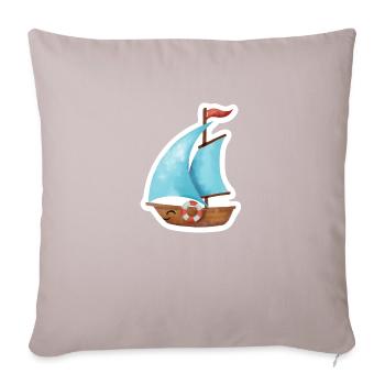 Segelschiff - Sofakissenbezug 45 x 45 cm - helles Taupe - Vorne