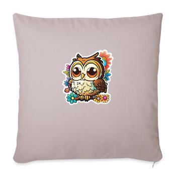 Niedliche Eule Kawaii Maskottchen - Sofakissenbezug 45 x 45 cm - helles Taupe - Vorne