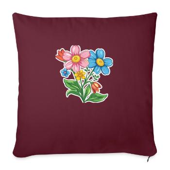 Fleurs - Housse de coussin décorative 45 x 45 cm - bordeaux - Devant