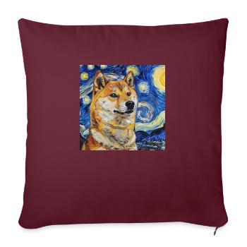 Shiba Inu Van Gogh - Sofakissenbezug 45 x 45 cm - Burgunderrot - Vorne