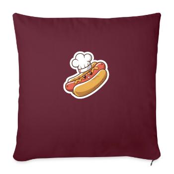 Cute kawaii hot dog - Sofa pillowcase 17,3'' x 17,3'' (45 x 45 cm) - burgundy - Front