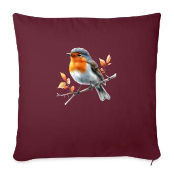 Rouge Gorge - Housse de coussin décorative 45 x 45 cm - bordeaux - Devant