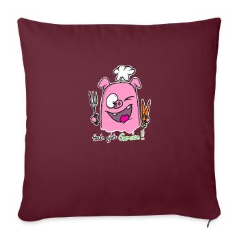 Vegan Power Pig - Heute gibts Gemüse :) - Sofakissenbezug 45 x 45 cm - Burgunderrot - Vorne