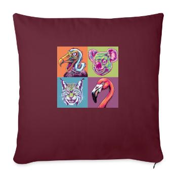 Pop-art Luchs bunt Koala Flamingo Geier Smile - Sofakissenbezug 45 x 45 cm - Burgunderrot - Vorne