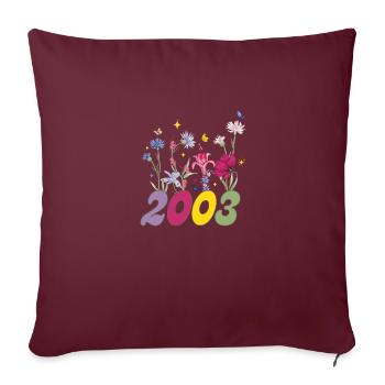 Année de naissance 2003 fleurs sauvages - Housse de coussin décorative 45 x 45 cm - bordeaux - Devant