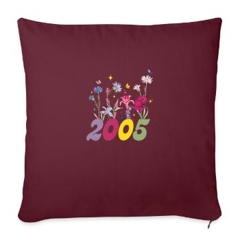 Année de naissance 2005 fleurs sauvages - Housse de coussin décorative 45 x 45 cm - bordeaux - Devant