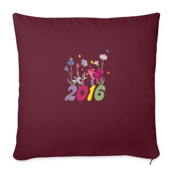 Année de naissance 2016 fleurs sauvages - Housse de coussin décorative 45 x 45 cm - bordeaux - Devant