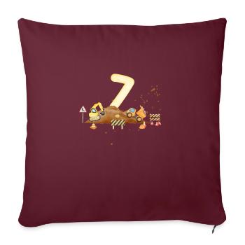 7e anniversaire chantier de construction - Housse de coussin décorative 45 x 45 cm - bordeaux - Devant
