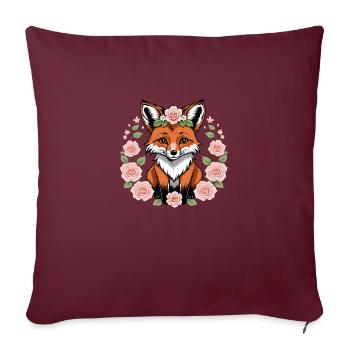 Fuchs Fox Blumen Süß Geschenk Tierliebe für Frauen - Sofakissenbezug 45 x 45 cm - Burgunderrot - Vorne
