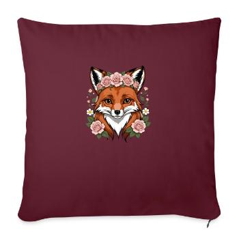 Fuchs Fox Blumen Süß Geschenk Tierliebe für Frauen - Sofakissenbezug 45 x 45 cm - Burgunderrot - Vorne