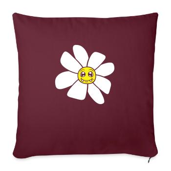 Petit drôle de fleur heureuse visage dessin animé - Housse de coussin décorative 45 x 45 cm - bordeaux - Devant