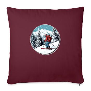 Faites l’expérience de la liberté dans la neige : votre aventure hivernale - Housse de coussin décorative 45 x 45 cm - bordeaux - Devant