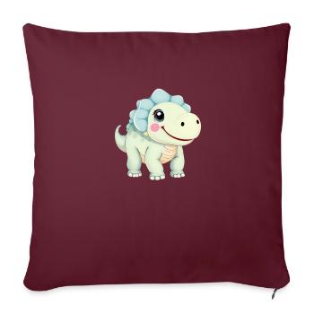 Dinosaure de dessin animé mignon avec un sourire amical - Housse de coussin décorative 45 x 45 cm - bordeaux - Devant