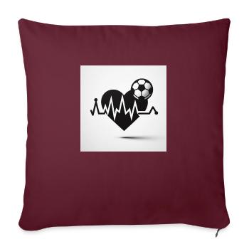 A football with a heart and a heart rate - Sofa pillowcase 17,3'' x 17,3'' (45 x 45 cm) - burgundy - Front