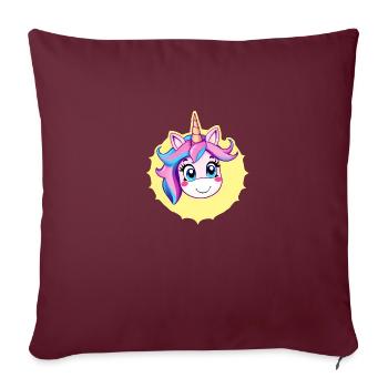 Licorne souriante Illustration magique - Housse de coussin décorative 45 x 45 cm - bordeaux - Devant