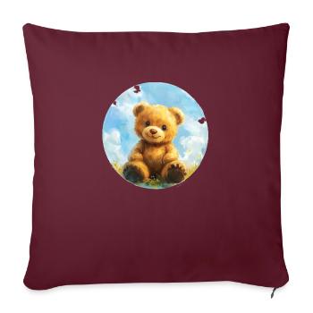 Ours câlin ensoleillé : un pur bonheur ! - Housse de coussin décorative 45 x 45 cm - bordeaux - Devant