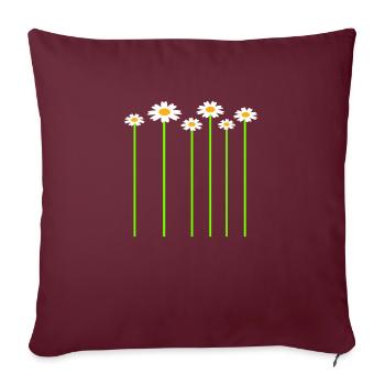 Lot de jolies fleurs Marguerite motif décoratif - Housse de coussin décorative 45 x 45 cm - bordeaux - Devant