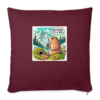 Marmotte des Mosses - Housse de coussin décorative 45 x 45 cm - bordeaux - Devant