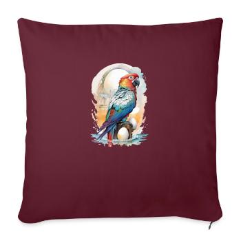Perroquet Aquarelle - Housse de coussin décorative 45 x 45 cm - bordeaux - Devant