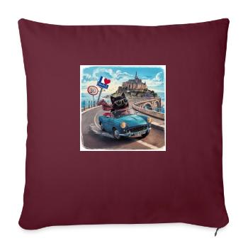 Cat on tour - I love France - Mont-Saint-Michel - Sofa pillowcase 17,3'' x 17,3'' (45 x 45 cm) - burgundy - Front