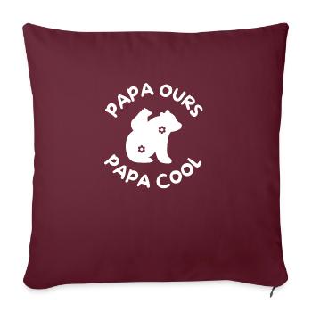 Papa Ours papa cool 2 - Housse de coussin décorative 45 x 45 cm - bordeaux - Devant