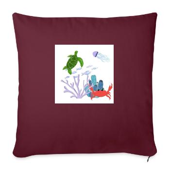 Récif corallien - Housse de coussin décorative 45 x 45 cm - bordeaux - Devant