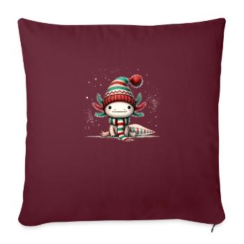 Axolotl lutin de Noël - Housse de coussin décorative 45 x 45 cm - bordeaux - Devant