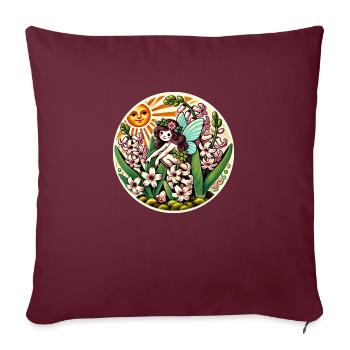 Fée Jacinthe Printanière - Housse de coussin décorative 45 x 45 cm - bordeaux - Devant
