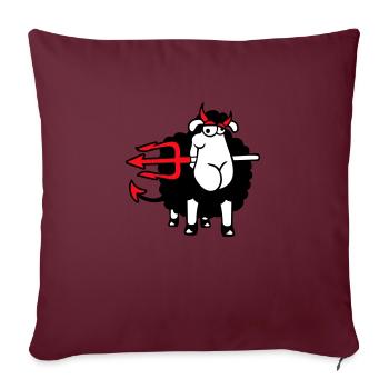 Mouton Diable Satan Enfer Mal Trident Cornes Cool - Housse de coussin décorative 45 x 45 cm - bordeaux - Devant